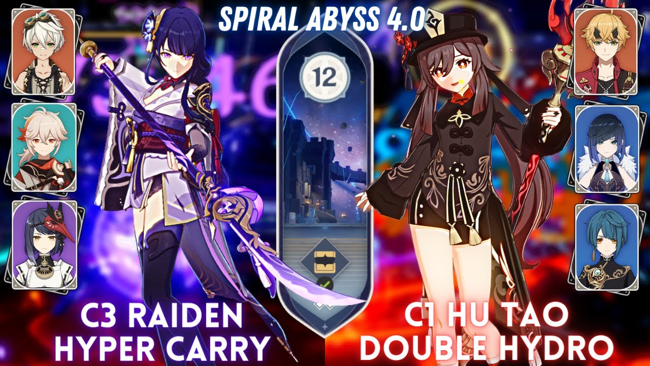 C3 Raiden Hyper & C1 Hu Tao 2 Hydro | Spiral Abyss 4.0 Floor 12 - 9⭐