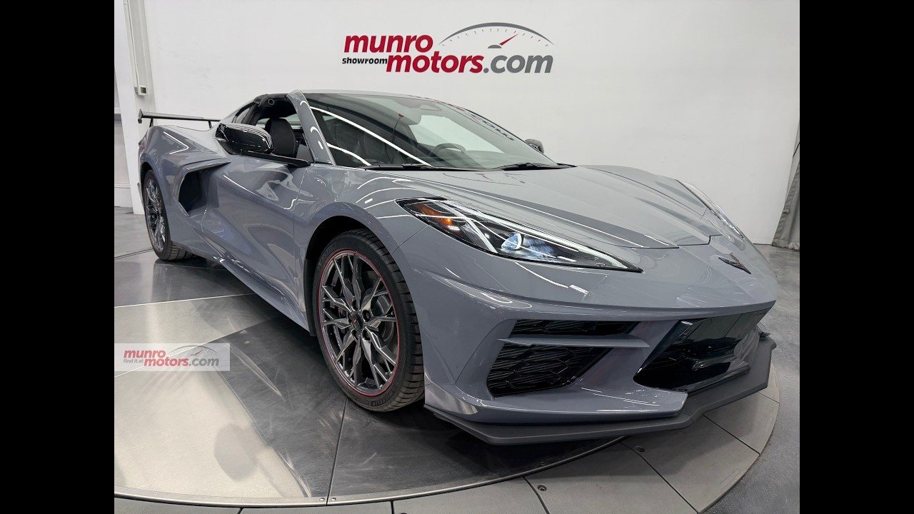 2025 Corvette 2LT Coupe Z51 Front Lift MagRide High Wing in SeaWolf Grey Tri-Coat /Black only 36kms!