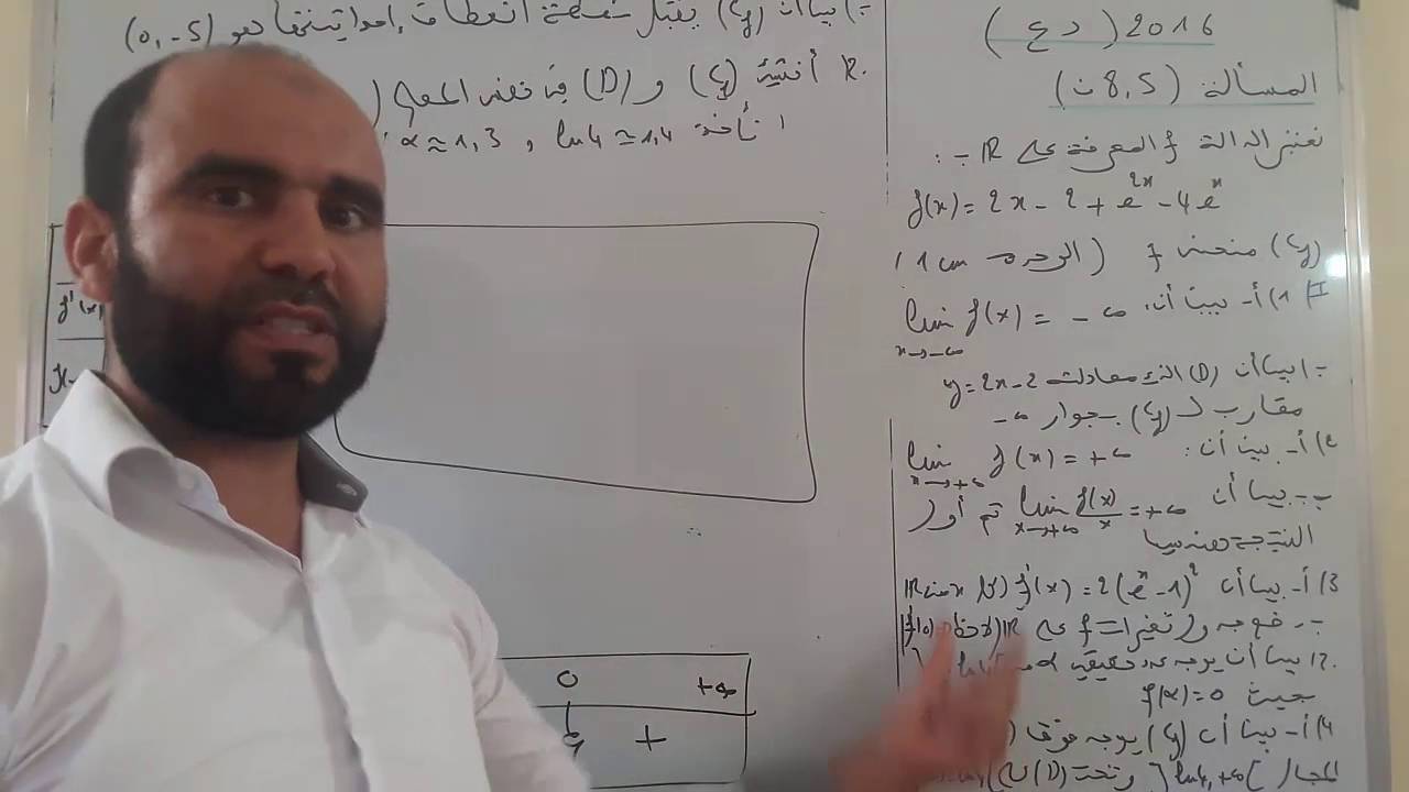 مسألة (إنشاء+التكامل)من امتحان 2016 الدورة العادية (الجزء2)+مراجعة