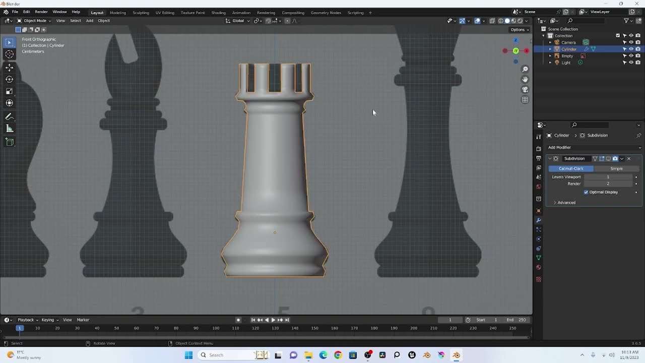 How to model a chess piece in Blender