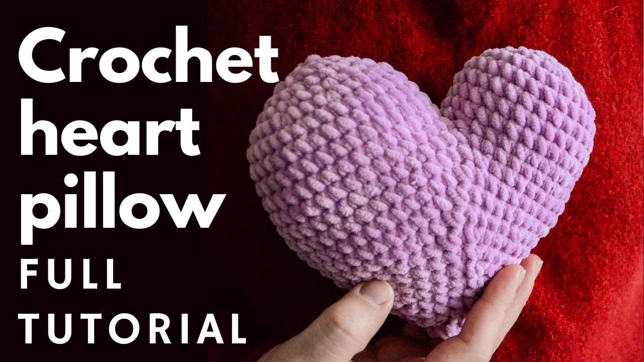 Crochet heart pillow pattern - Free amigurumi heart pillow tutorial - Gift for Valentine's