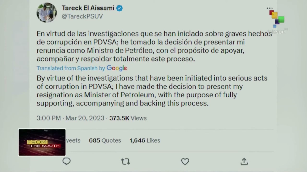 Venezuelan Oil Minister resigns over corruption investigations