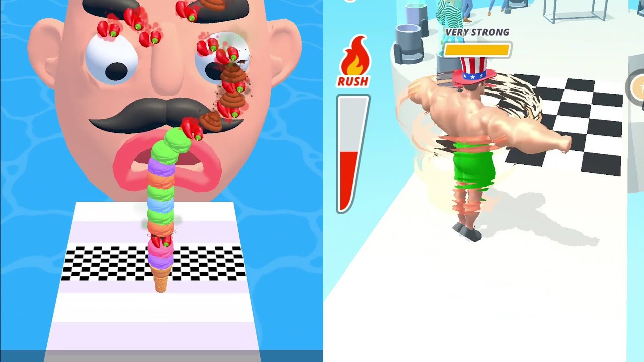 Muscle Rush Vs Stacky Ice Cream Run - Satisfying Gameplay Walkthrough - All Level Max Tiktok