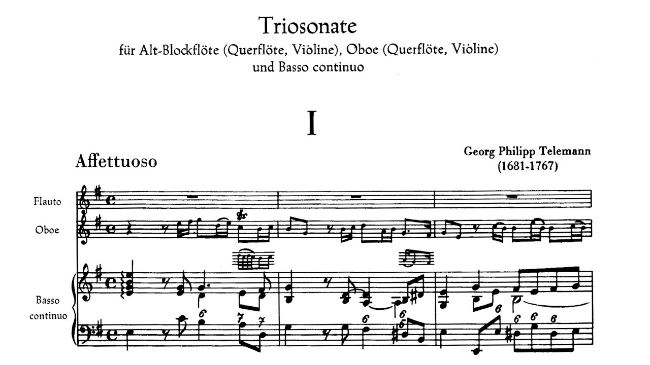 Telemann - trio sonata in E minor TWV 42:e6 (live concert) [Score]