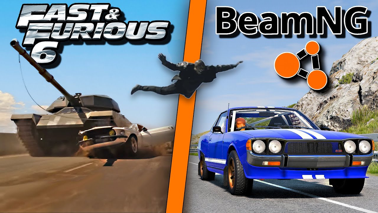 Fast & Furious 6 tank chase scene -  BeamNG remake