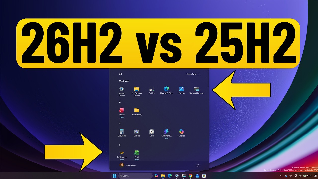 Windows 11 26H2 против 25H2: сравнение и основные отличия