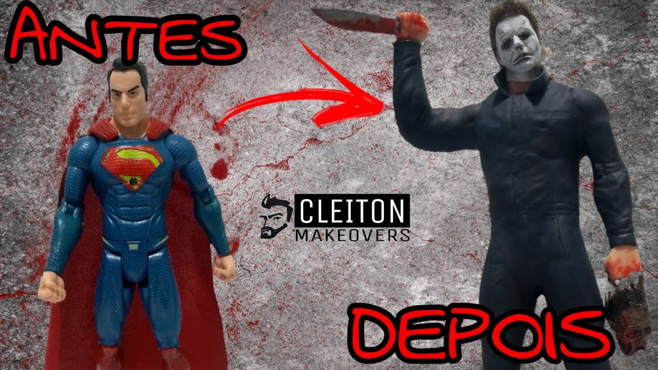 TRANSFORMEI UM BONECO  DO SUPER HOMEM EM MICHAEL MYERS!!! #TOY MAKEOVER#