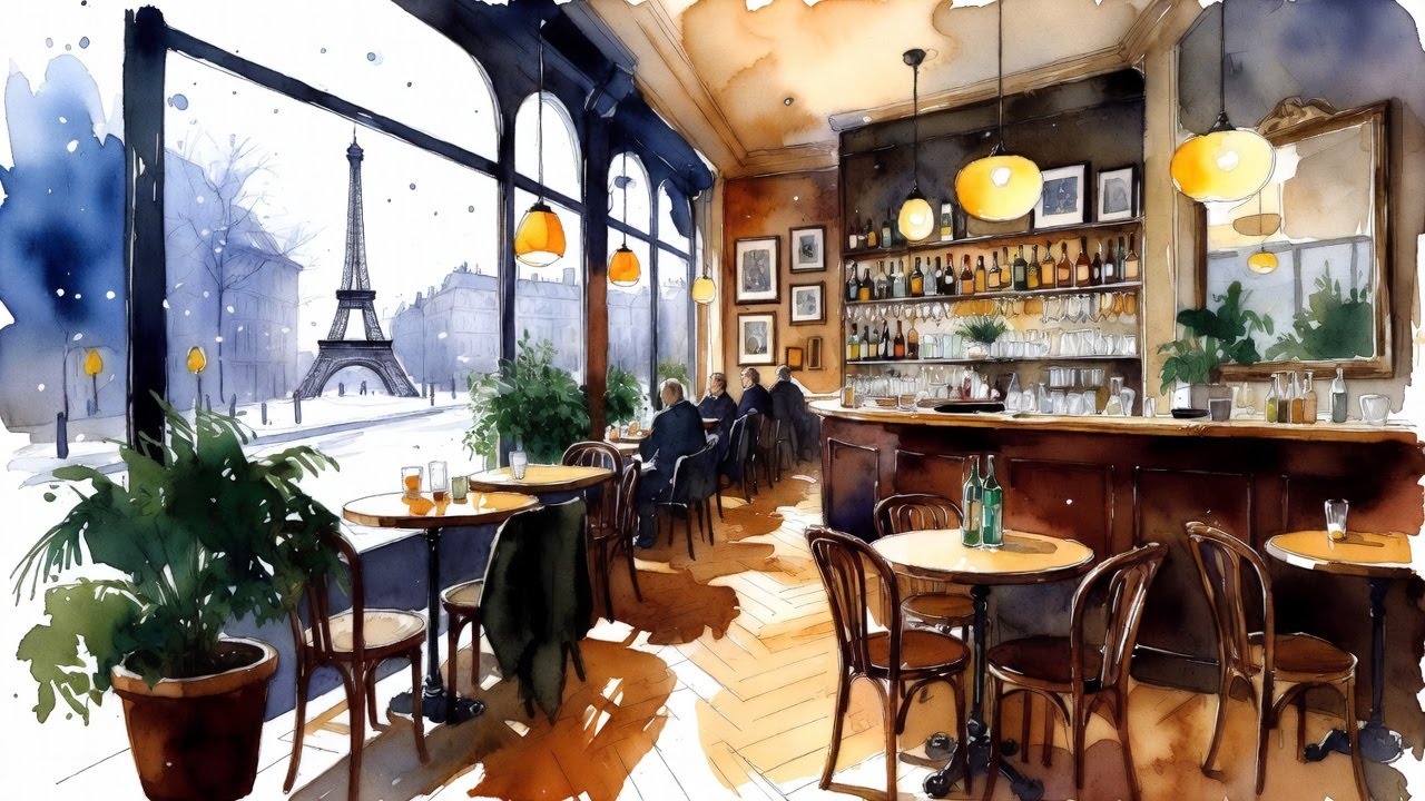 𝗣𝗔𝗥𝗜𝗦 𝗖𝗔𝗙𝗘 🗼 Quiet Winter Morning | Warm French Ambience for Focus & Calm