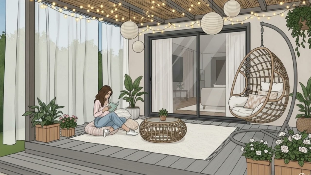 📚 🌿 Cozy Lo-fi for Reading, Relaxing & Peaceful Evenings | Chill Patio Aesthetic Music 🌙📖