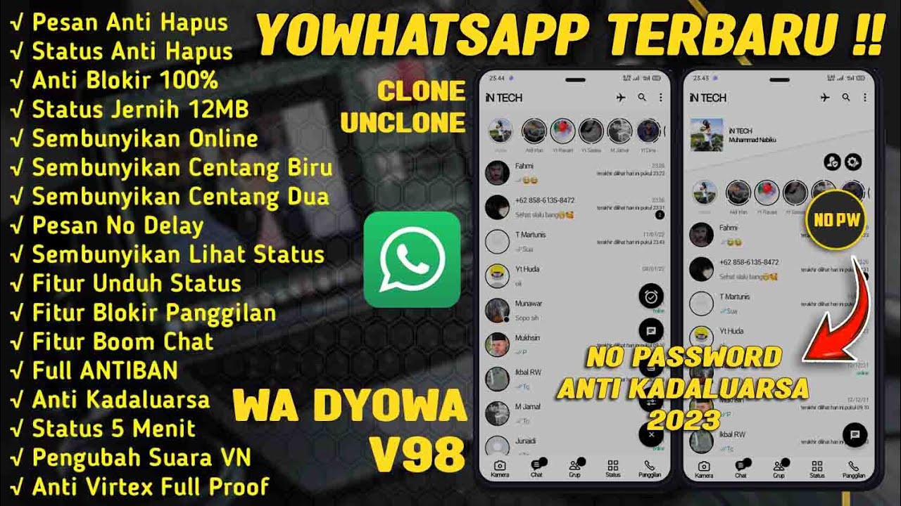YOWHATSAPP TRANSPARAN TERBARU 2023 !! WA dYOWA V98 TERBARU 2023
