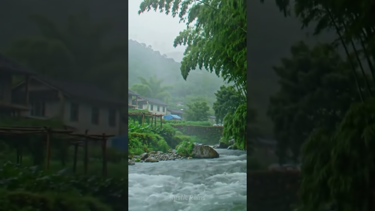 A calm and comfortable rainy atmosphere near the river #naturefocus #rain #healingnature #relax