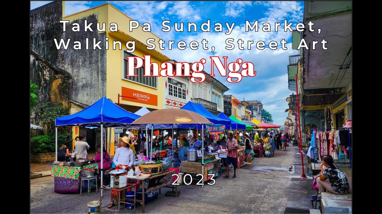 Takua Pa Sunday Market, walking street and street art at Phang Nga, Thailand