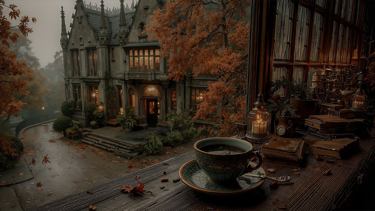 Cozy Study Ambience in a Foggy Gothic Manor | Dark Academia Ambience for Reading & Studying