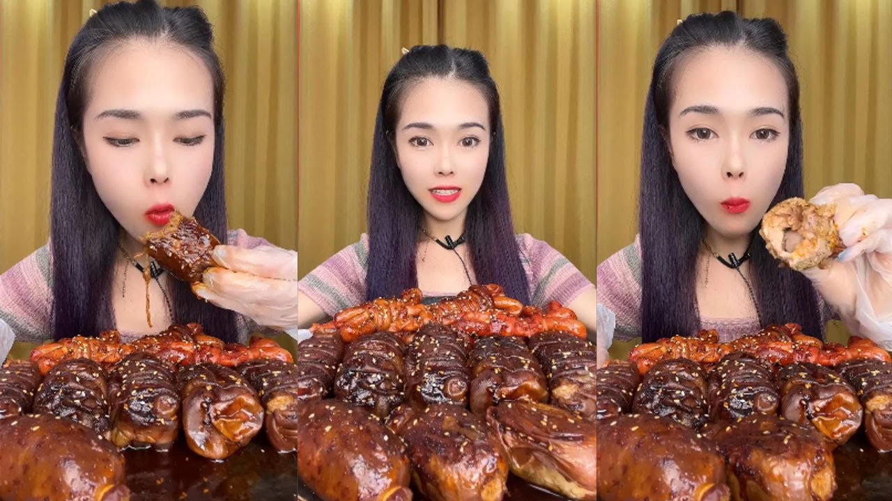 ASMR MUKBANG CHINESE EATING CHALLENGE，PIG INTESTINES+SHEEP INTESTINES