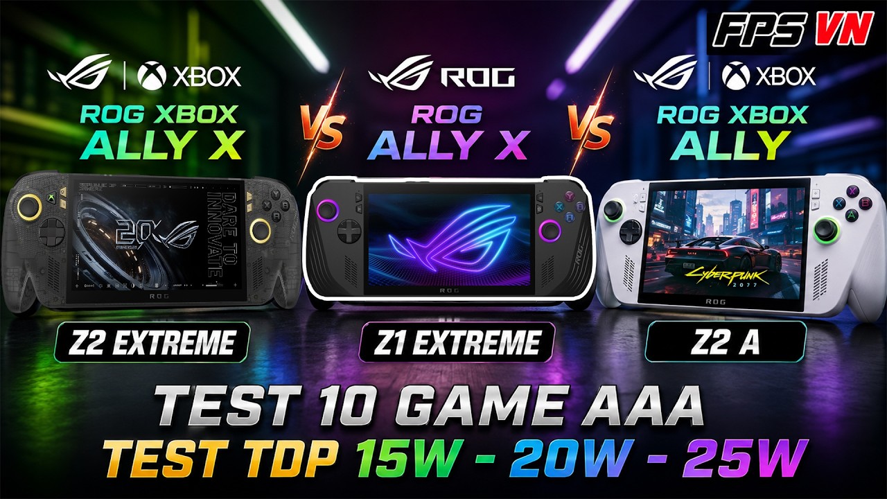 ASUS ROG | Xbox Ally X (Z2 Ex) & Ally X (Z1 Ex) & Xbox Ally (Z2 A) | Test 10 Game AAA (15W 20W 25W)