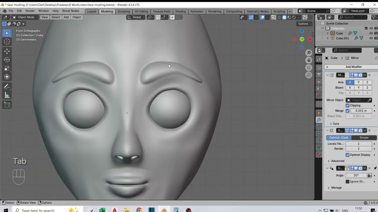 Day 7 | Blender Face Modeling for Beginners |Daily 3d Learning.