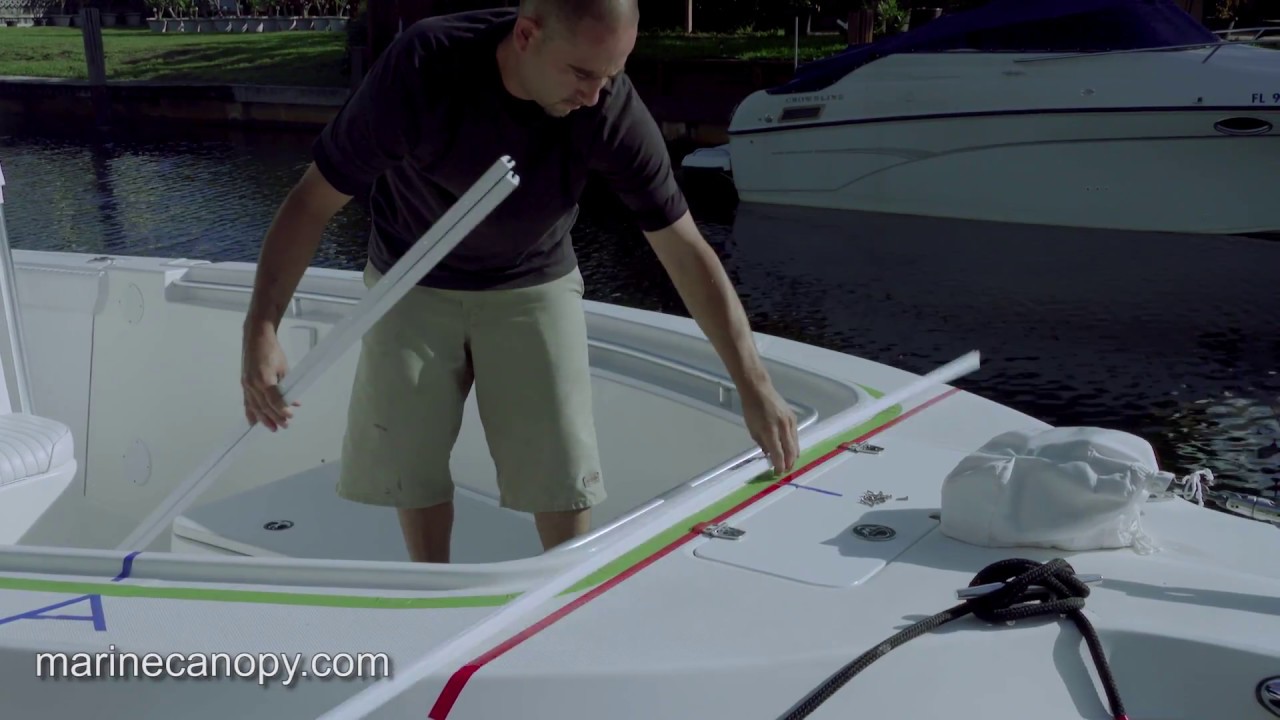 The Element  -     Installation of Track - Bow Dodger solution , Marine Canopy