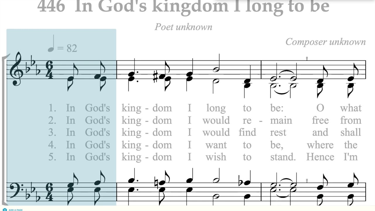 Hymnal 446 In God's kingdom I long to be