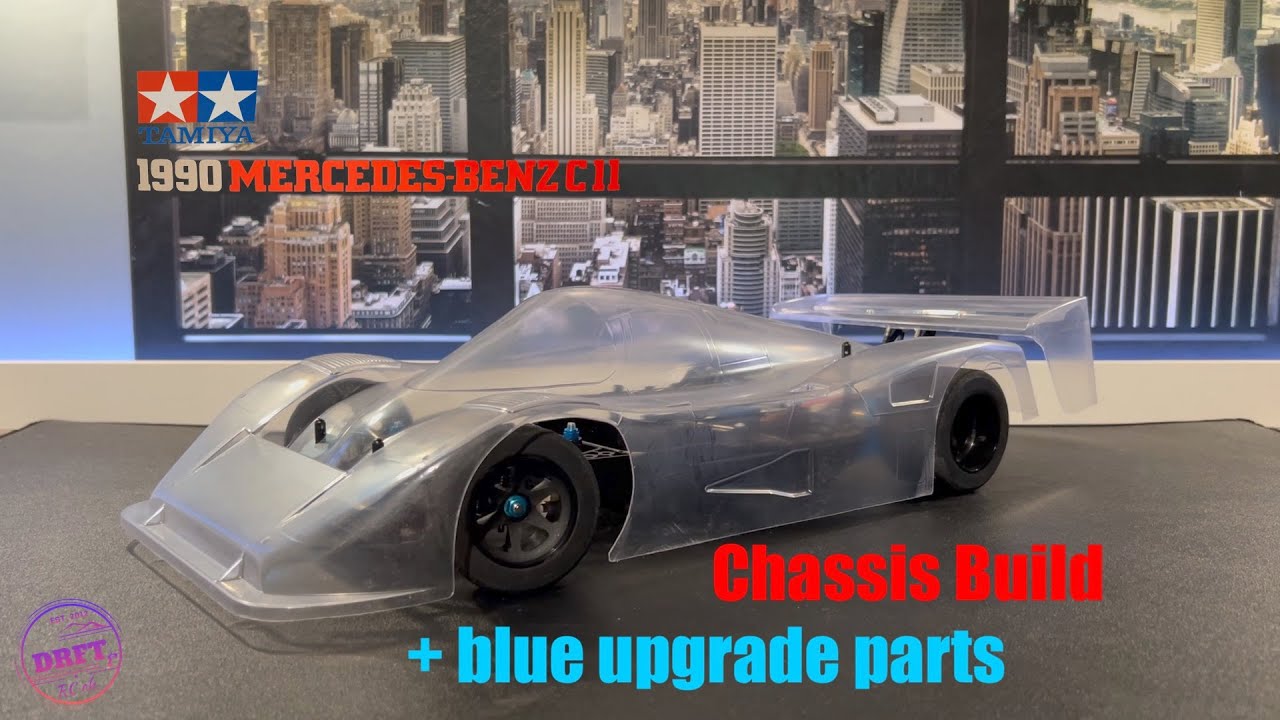 Tamiya Mercedes Benz C11 - Chassis Build + many blue Hop-up parts
