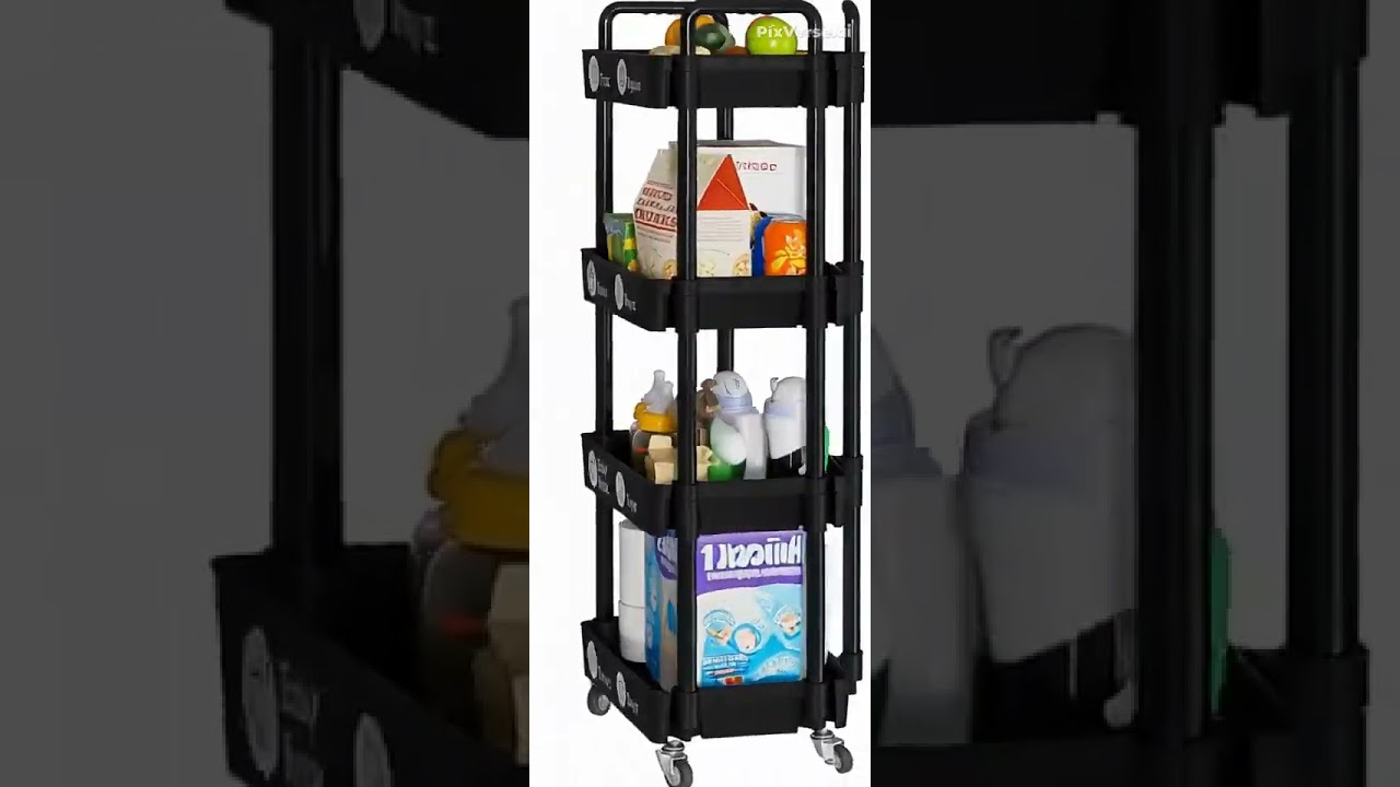4 Tier Storage Cart with Wheels  Best Rolling Utility Cart for Kitchen, Bathroom & Laundry