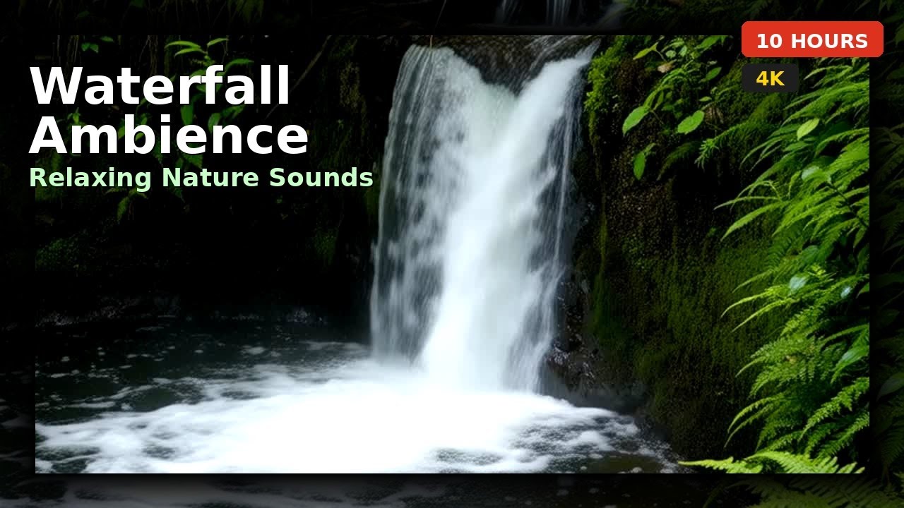 Waterfall Ambience 10 Hours ~ Relaxing Nature Sounds for Sleep, Study & Meditation | Forest Stream