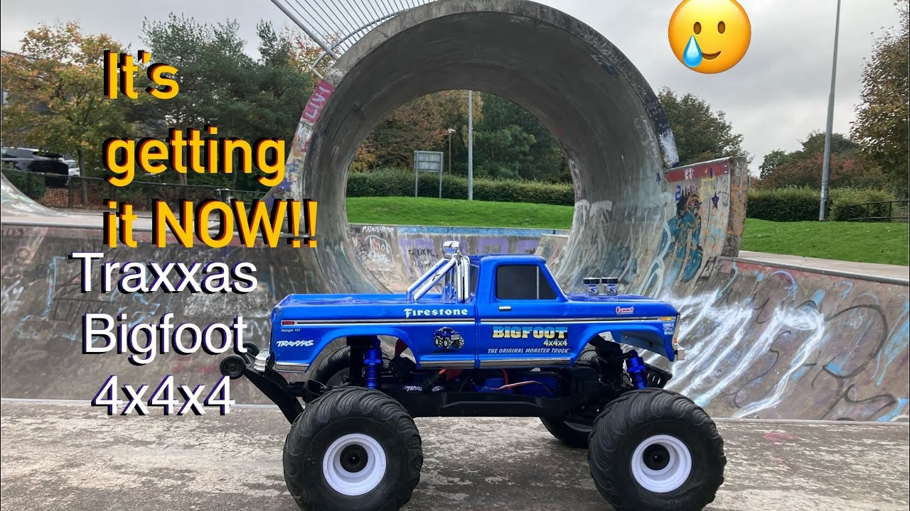 The new traxxas Bigfoot 4x4x4. At the world’s best skate park. Does it last.?? 😂