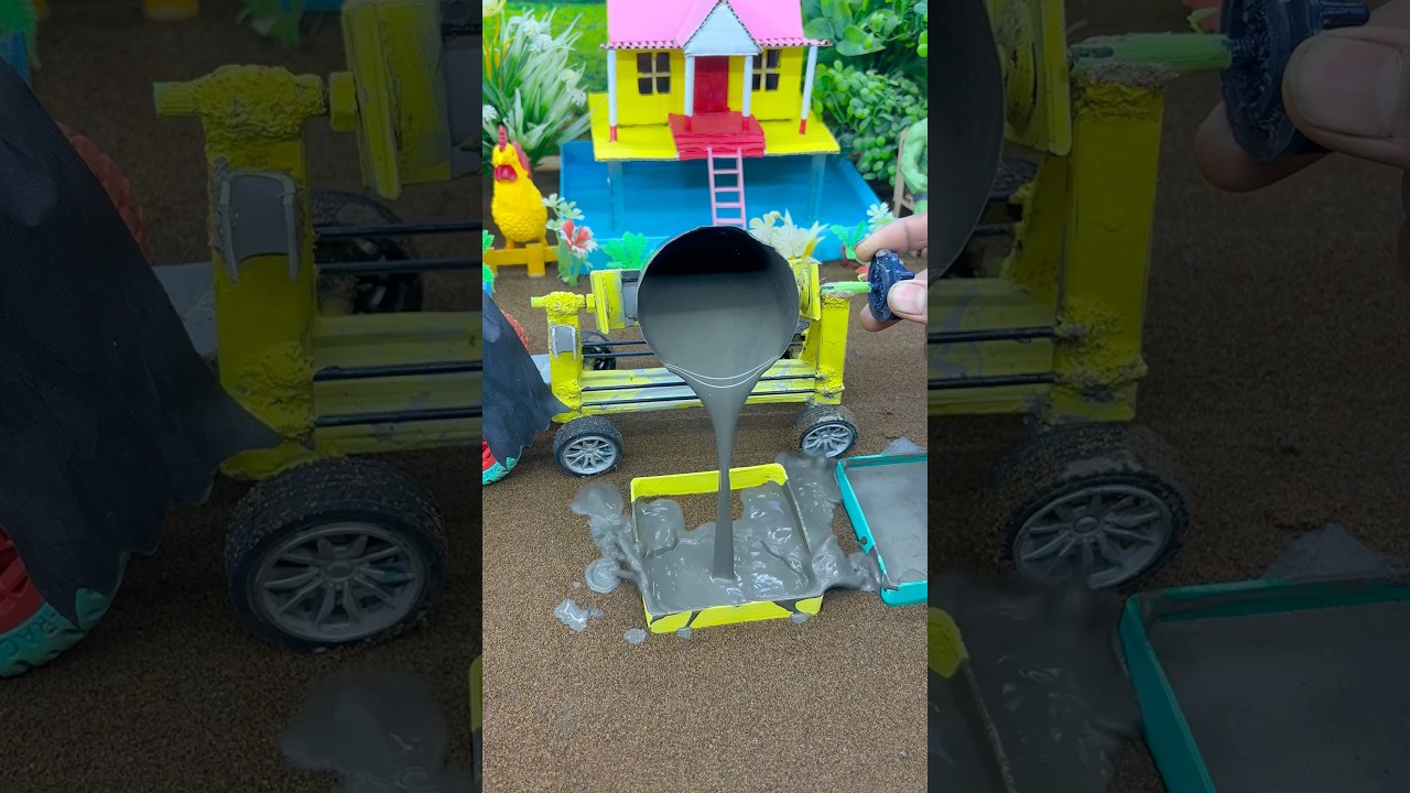 🚜🧱 Amazing Mini Tractor Pillar Making Machine | Real Cement Pouring Construction #shorts