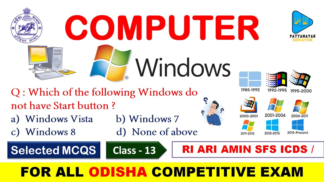 Computer MS Windows Selected MCQS for RI ARI AMIN SFS ICDS MTS RRB SI by @PATTANAYAKEDUCATION