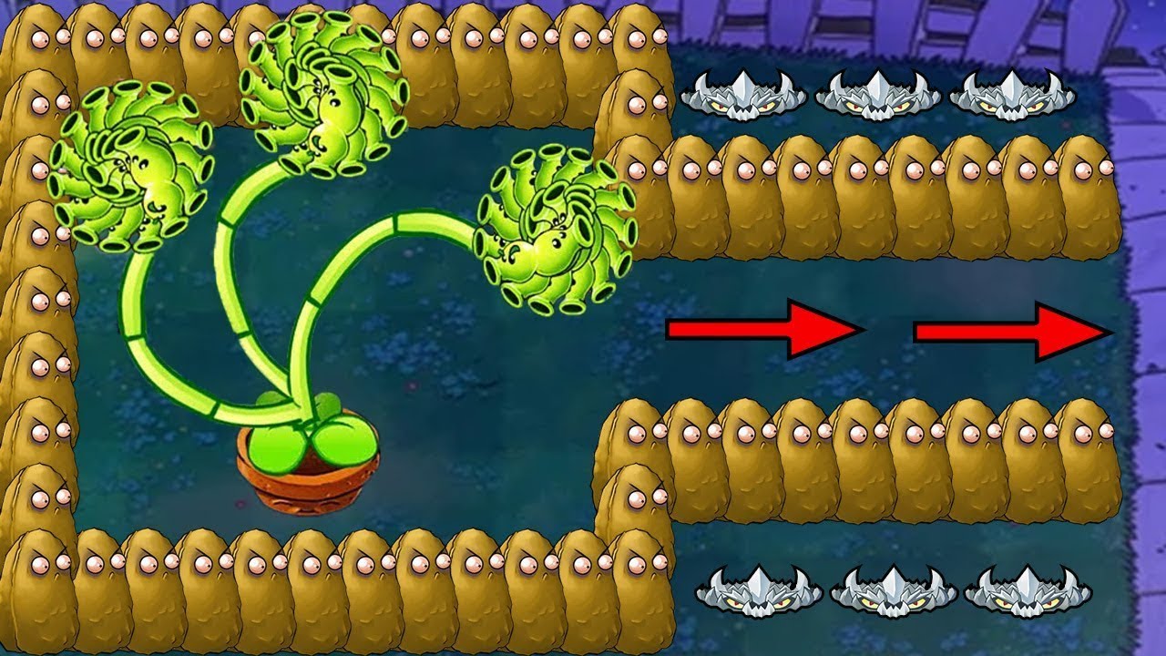 Threepeater vs Gloom Shroom vs Giga Gargantuar Dr.Zomboss - Plants vs Zombies Battle