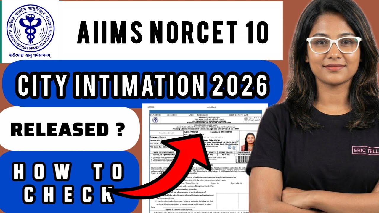 aiims norcet 10 city intimation slip 2026 | aiims norcet 10 exam city slip 2026