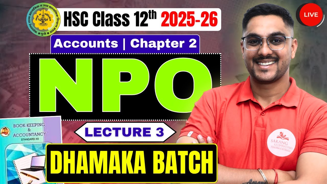 HSC 12th Accounts - NPO | Chapter 2 Lecture 3 | 12th board exam 2026 hsc