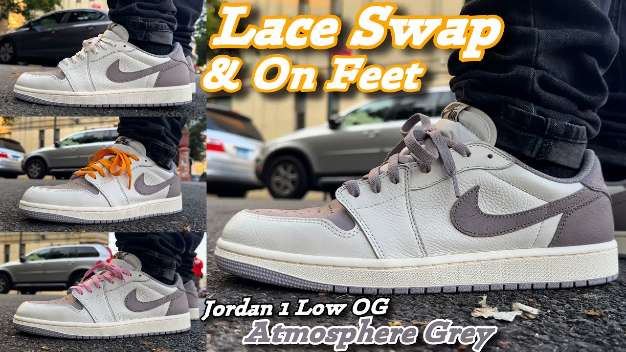 Lace Swap & On Feet 👣 Jordan 1 Low OG Atmosphere