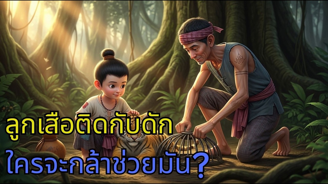 เรื่องราวของพ่อและลูกชายผู้ยากจนที่ช่วยลูกเสือจากกับดักของนายพราน| นิทาน, นิทานพื้นบ้าน, ตำนานI