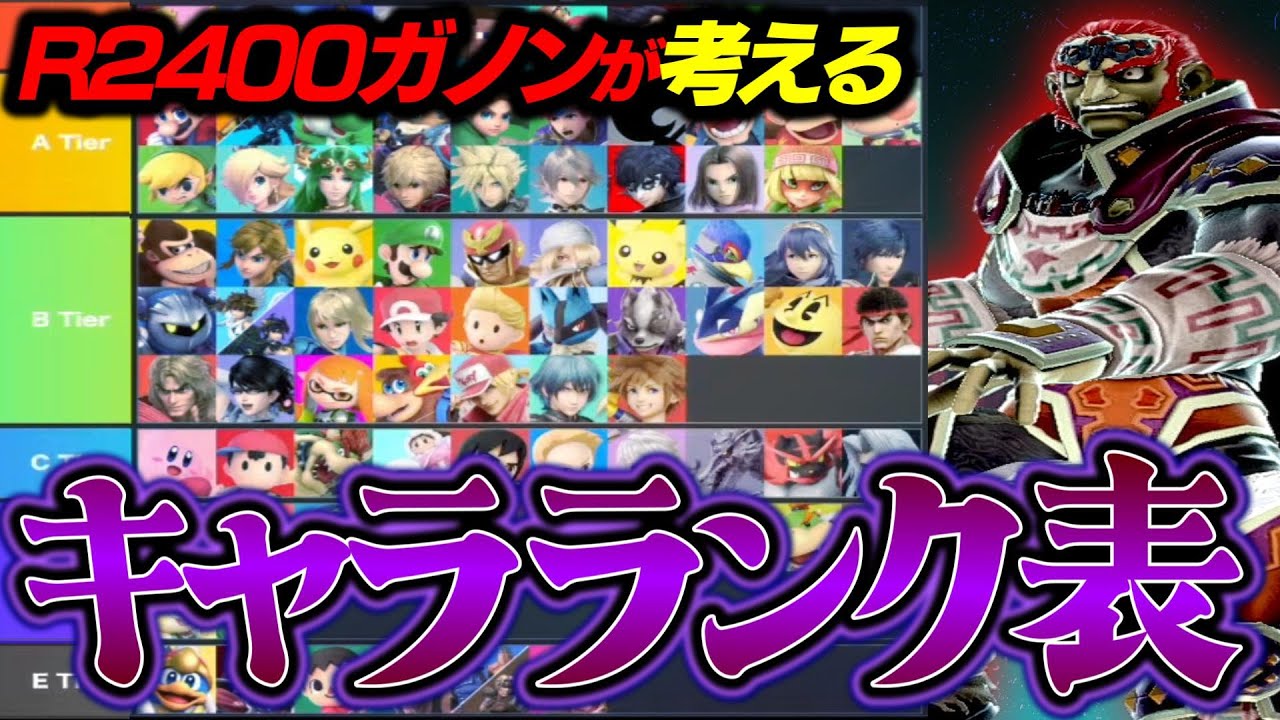 R2400ガノンドロフ使いのひがちゃんが2025年に新たに考えるキャラランク【スマブラSP】