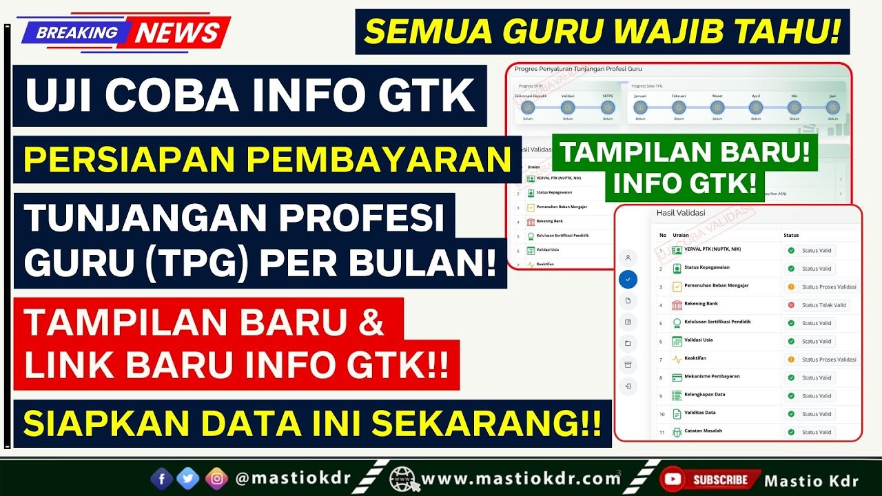 Uji Coba Info GTK! Persiapan Pembayaran TPG Per Bulan! Segera CEK! Pastikan Data Ini VALID!
