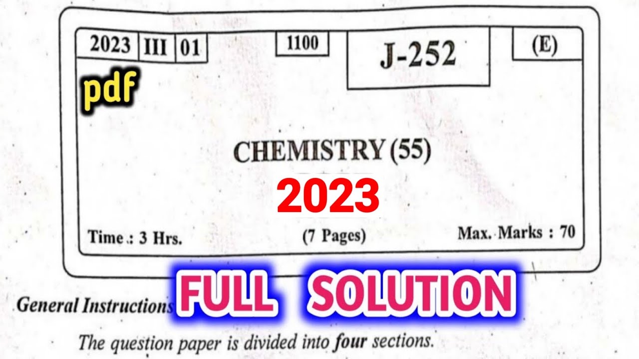 HSC Class 12 Chemistry Solved Paper 2023/Maharashtra Board Chemistry Solution 2023 Maharashtra Board