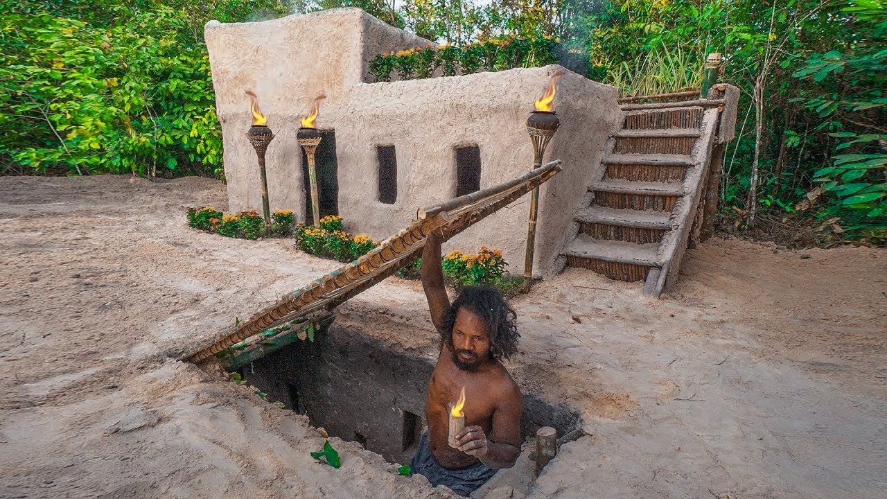 Build most amazing modern  mud villa house with swimming pool and secret underground tunnels rooms