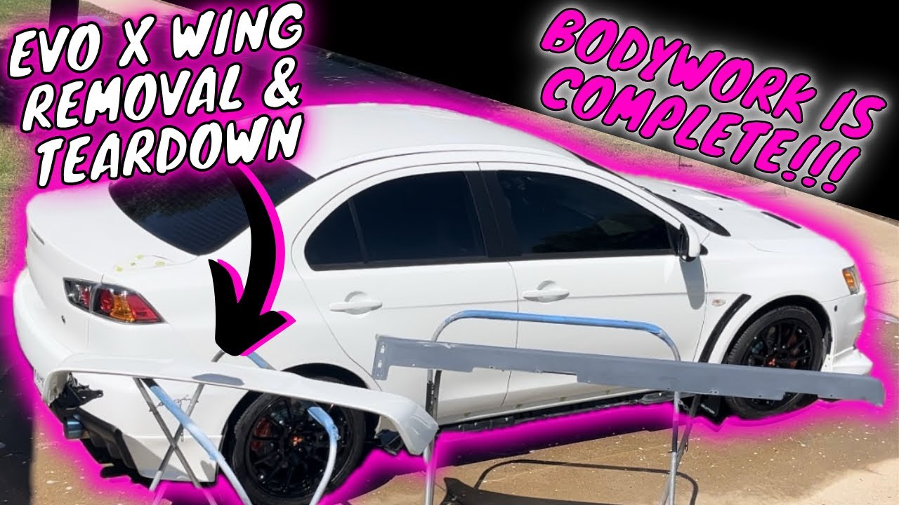 Evo X Wing Removal & Teardown / Side skirt & Spoiler Bodywork COMPLETE!!!