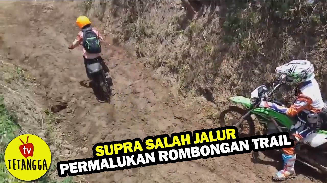 Motor Supra Gak Sengaja Masuk Jalur Motor Trail , Permalukan Rombongan Motor Trail