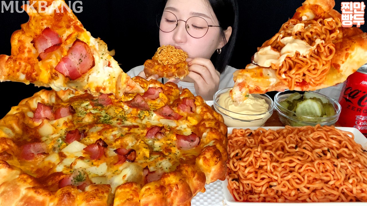 🍕Cheese Potato Pizza & Buldak Noodles | KOREANFOOD MUKBANG ASMR