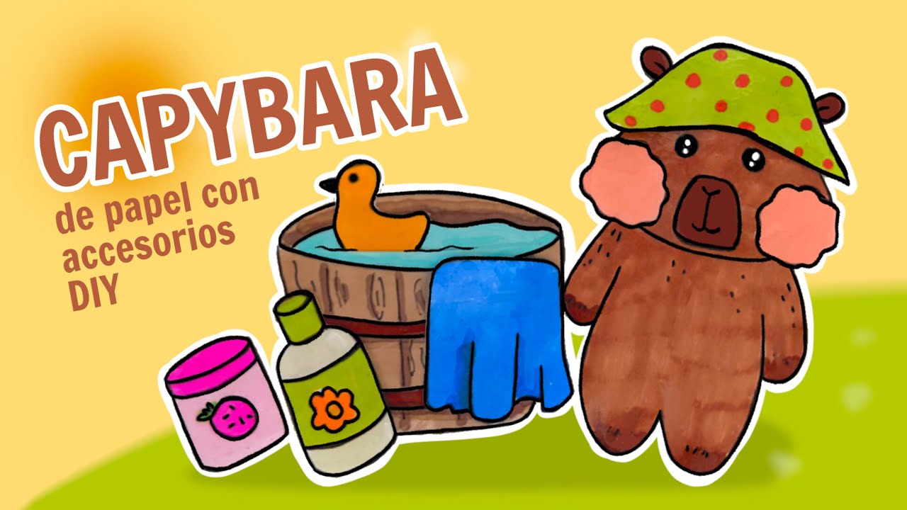 Cómo hacer CAPIBARA de papel con ACCESORIOS | paper viral capybara