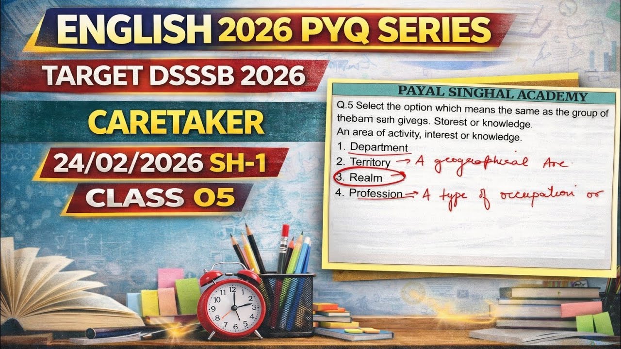 DSSSB 2026 ENGLISH PYQ SERIES 05 @payalsinghalacademy  #dsssb2026 