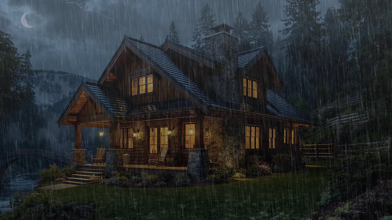 Thunderstorm & Heavy Rain at Cozy Forest Cabin 🌩️ Deep Sleep Sounds to Beat Insomnia Fast