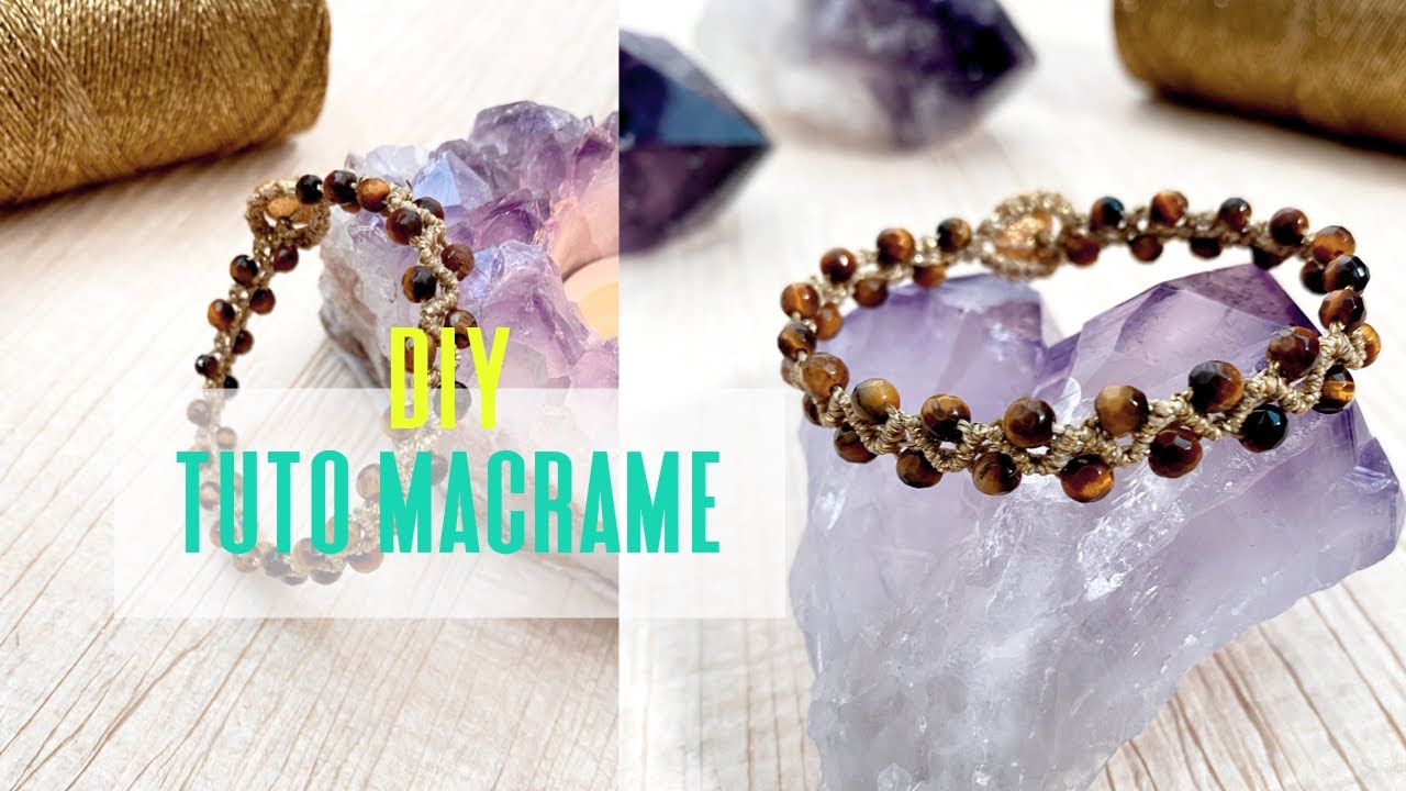 Macrame tutorial bracelet gemstone / DIY bijoux macramé pierres naturelles @Perlescornertutoriel