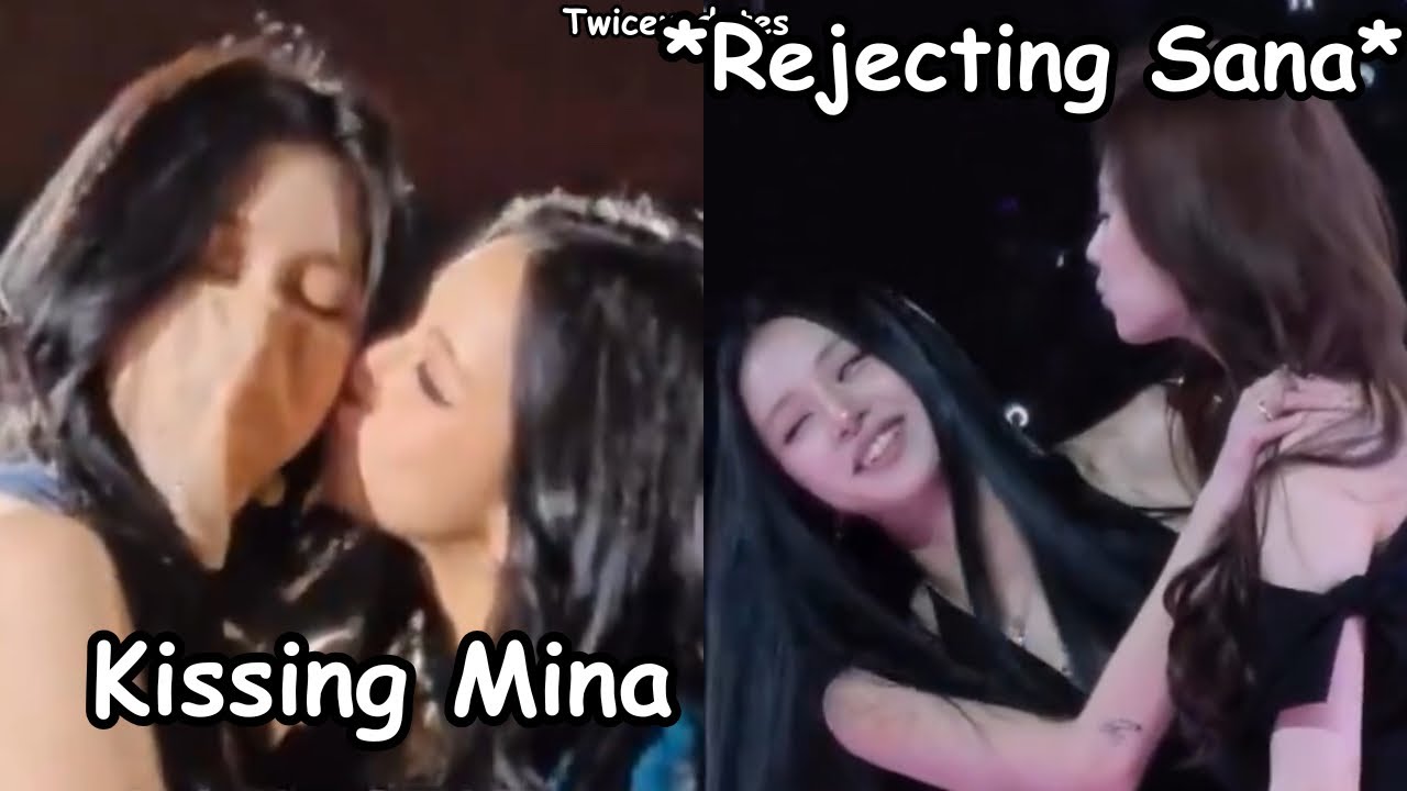 twice chaeyoung kissing mina meanwhile rejecting sana 's kiss ft Michaeng sweet moments