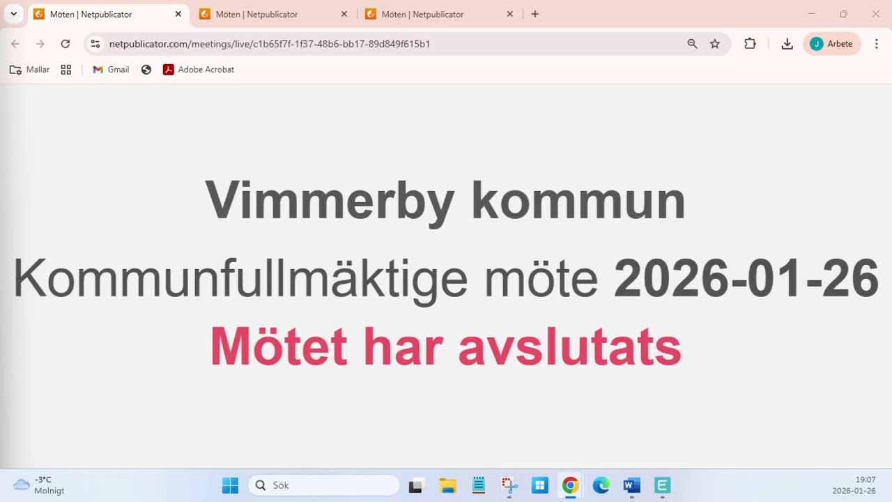 Kommunfullmäktige 2026-01-26