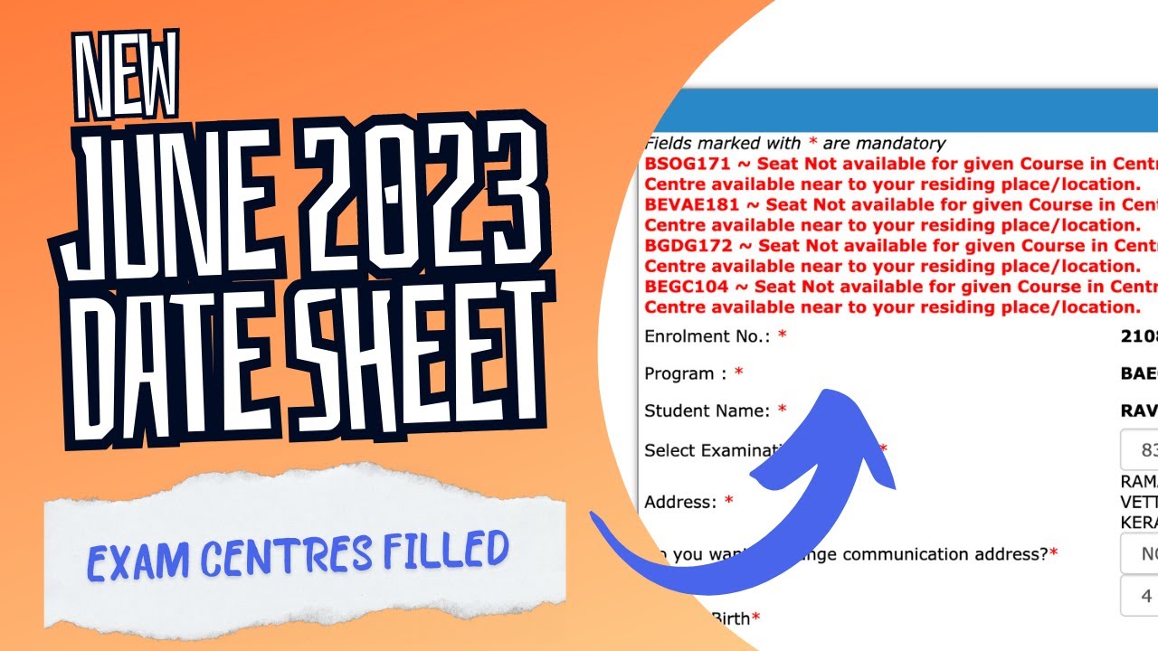 NEW DATE SHEET RELEASED ! IGNOU June 2023 Exam | alamaaraa