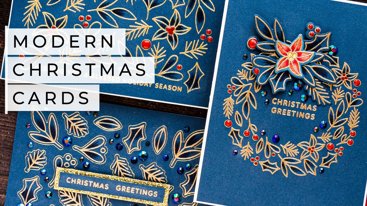 Modern Christmas Card Ideas with Pretty Pink Posh