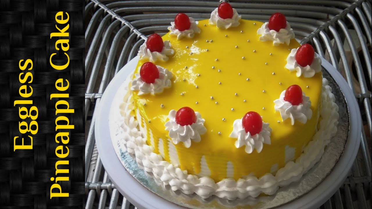 Eggless Pineapple Cake || Pineapple Cake topping with Chocolate Ganache || Pineapple Cake