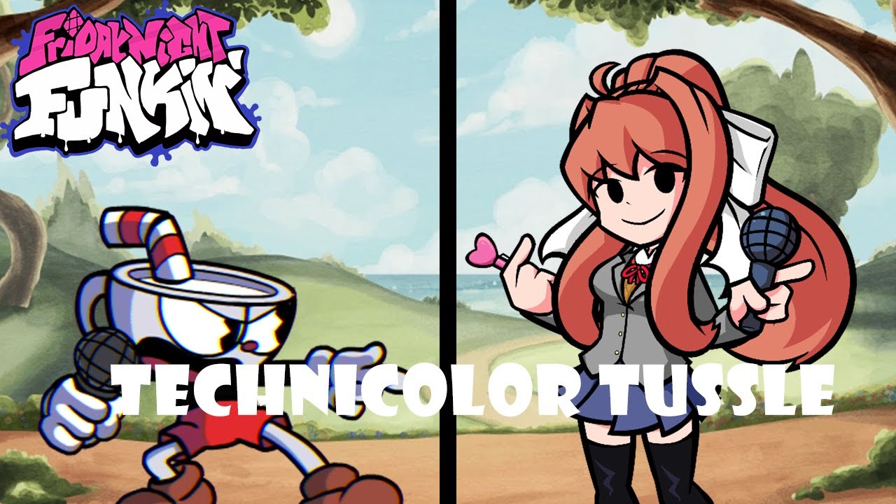 FNF Technicolor Tussle but Cuphead vs Monika